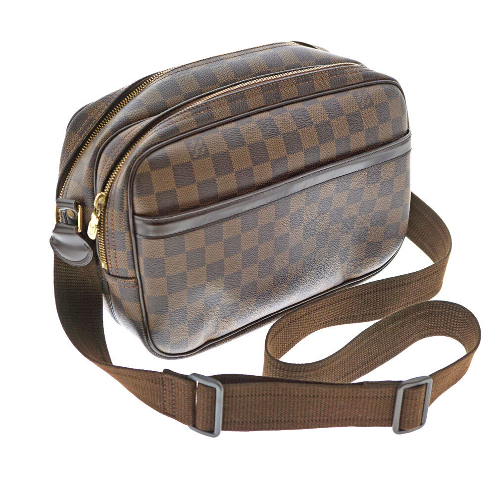 LOUIS VUITTON Reporter Damier Ebene Brown Canvas Shoulder Bag Brown